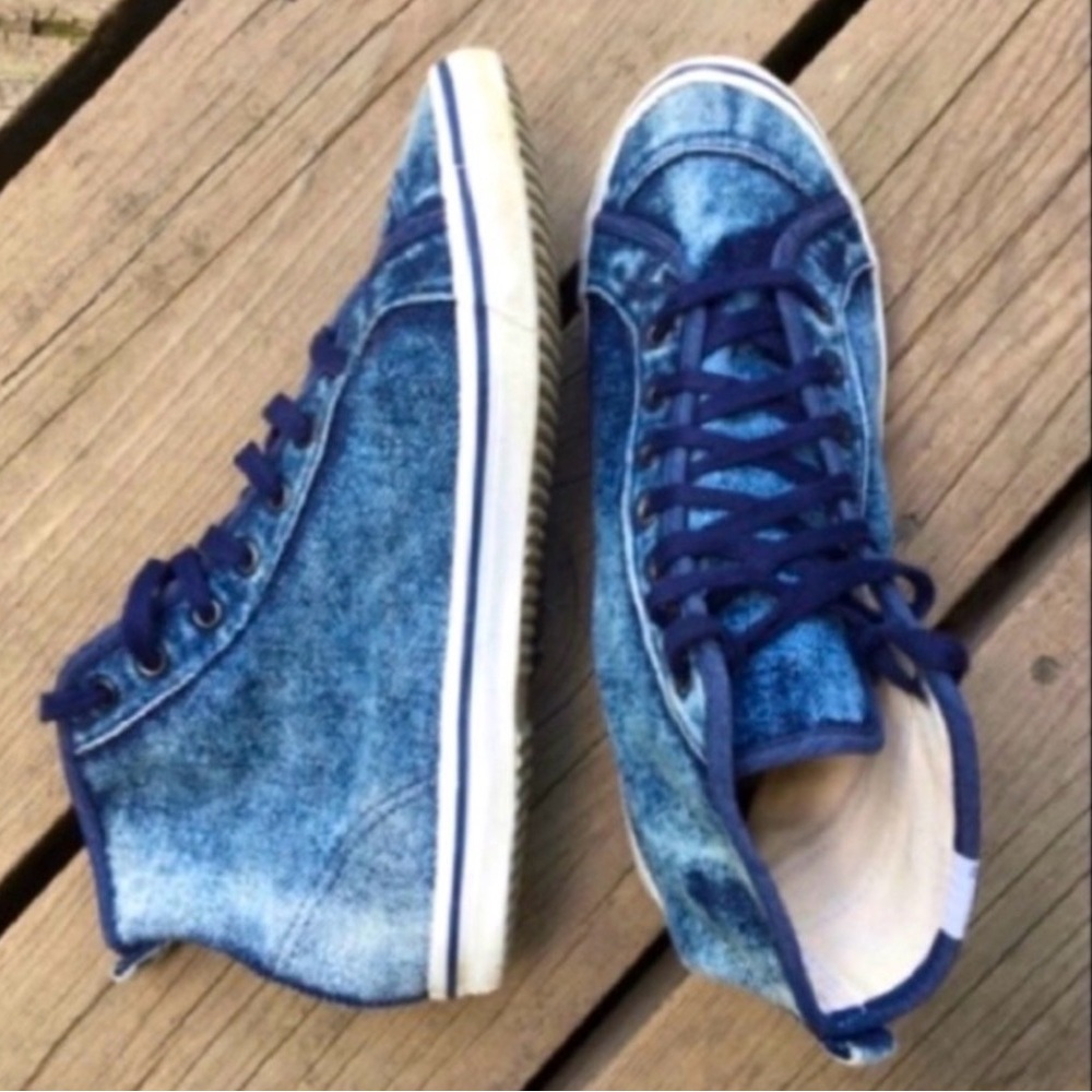 Shoes WESTIES Sneakers High Top Vintage Retro Acid Wash Blue Denim Men’s Size 5